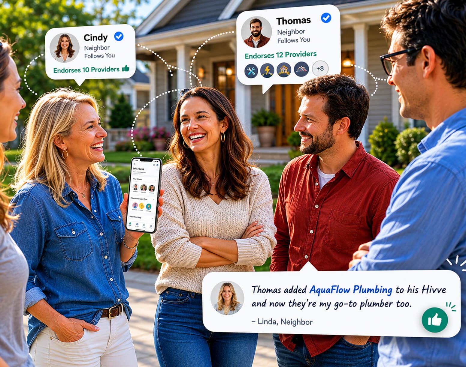 Neighbors vouching for home service professionals